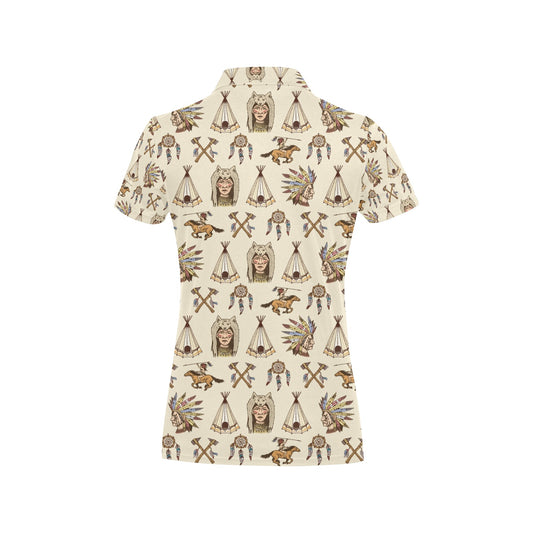 Native Indian Pattern Design Print Women's Polo Shirt