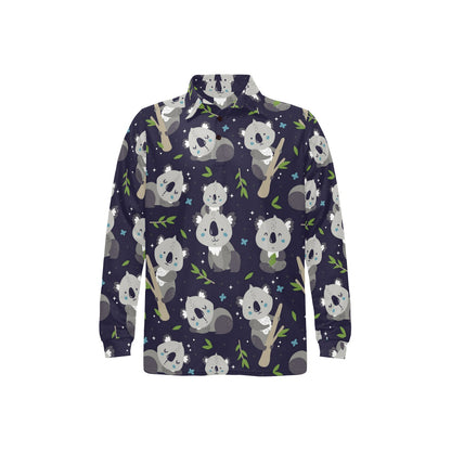 Koala Pattern Print Design 04 Long Sleeve Polo Shirt For Men's