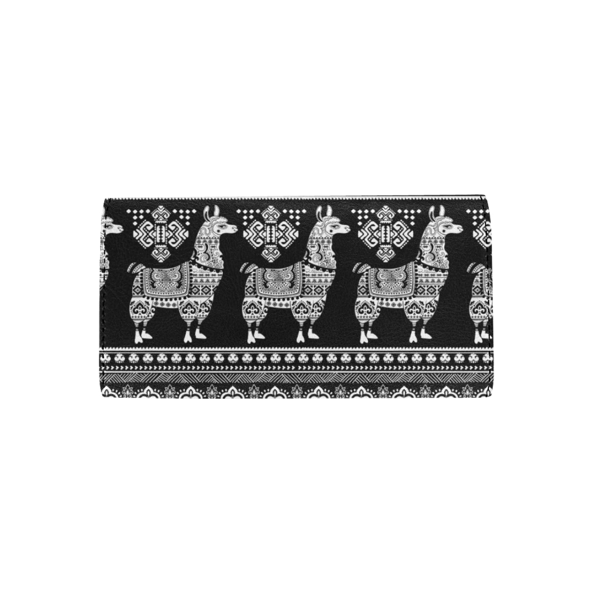 Llama Aztec Style Pattern Print Design 01 Women's Trifold Wallet