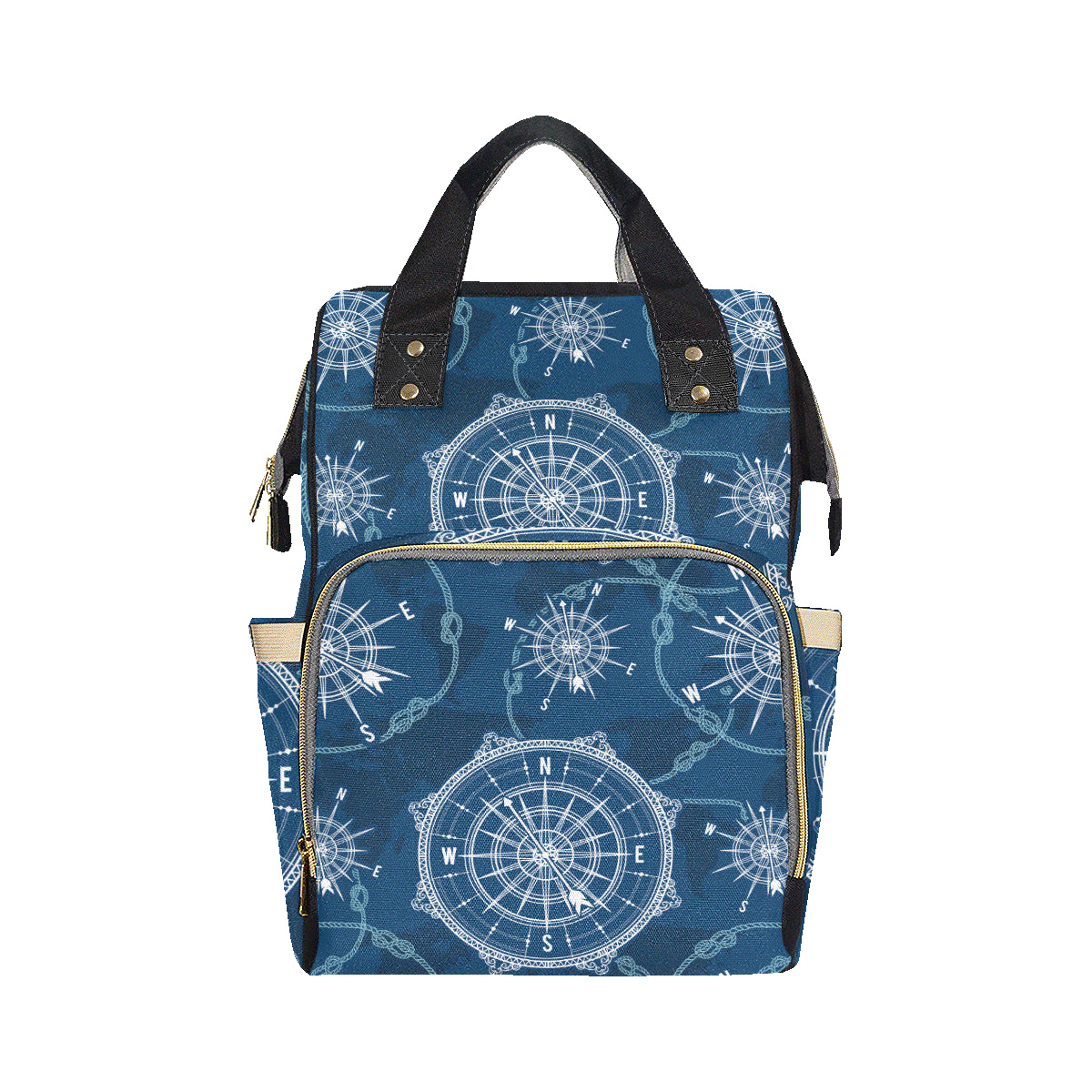 Nautical Compass Print Diaper Bag Backpack