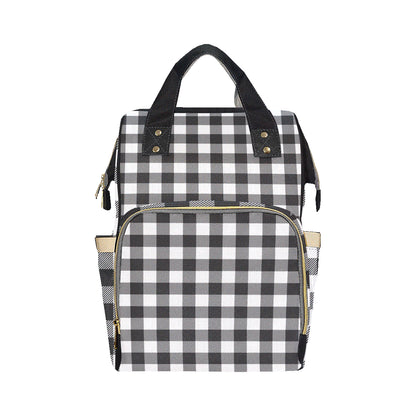 Buffalo check Black white Pattern Print Design 04 Diaper Bag Backpack