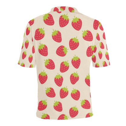 Strawberry Pattern Print Design SB02 Men Polo Shirt
