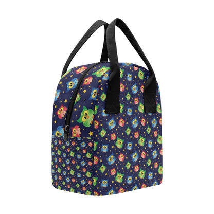 Owl with Star Themed Design Print Insulated Lunch Bag