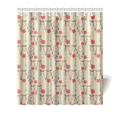 Native Buffalo Head Themed Design Print Shower Curtain