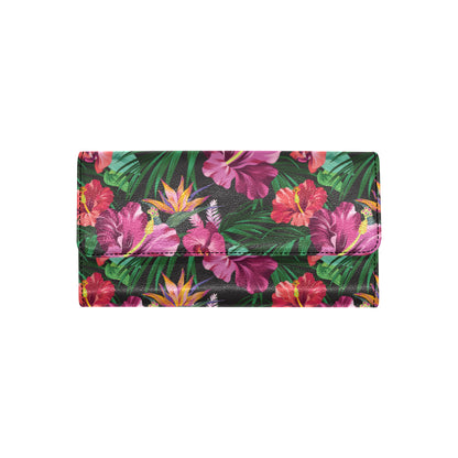 Hawaiian Flower Hibiscus tropical Women's Trifold Wallet