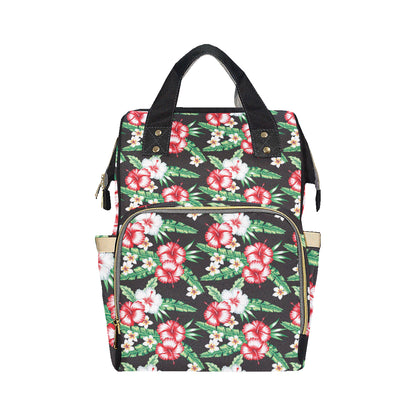 Hawaiian flower tropical leaves Diaper Bag Backpack