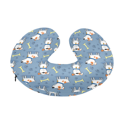 Bull Terriers Pattern Print Design 04 U-Shaped Travel Neck Pillow