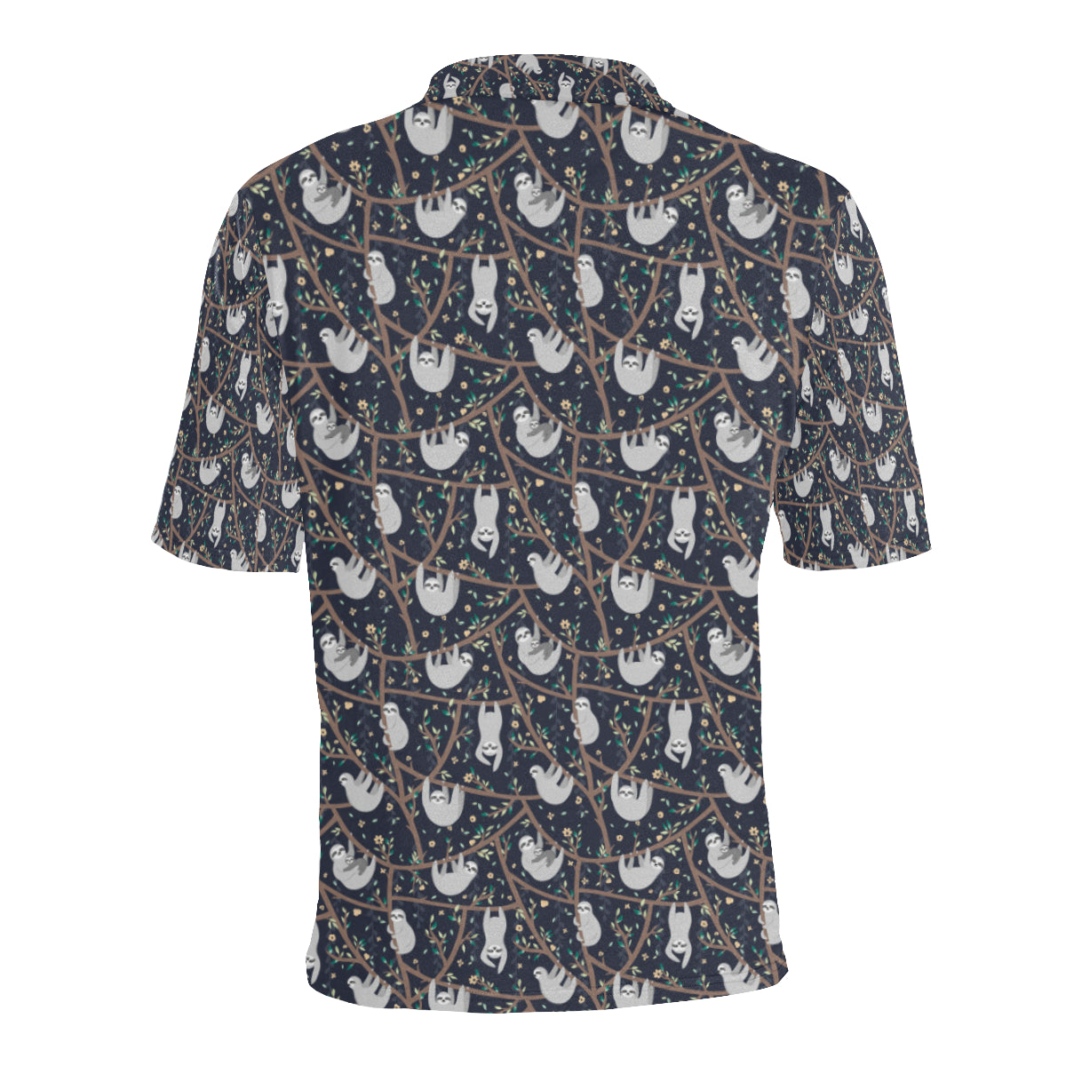 Sloth Happy Design Themed Print Men Polo Shirt