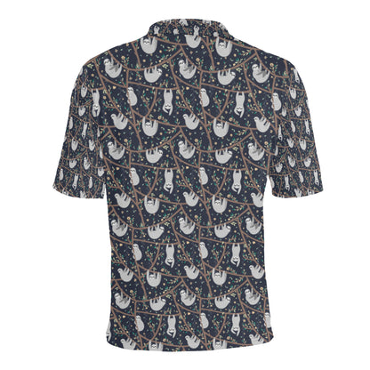 Sloth Happy Design Themed Print Men Polo Shirt
