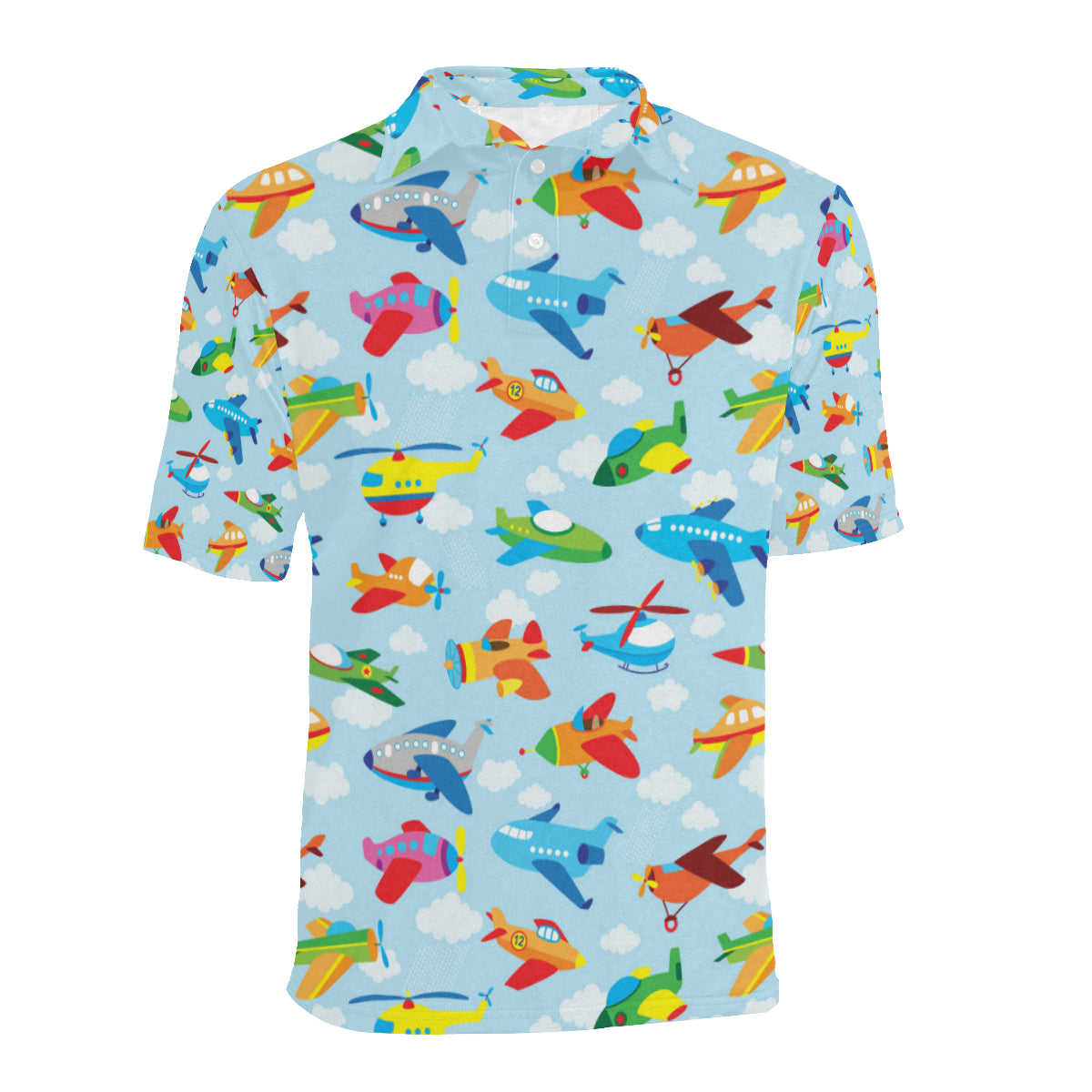 Airplane Colorful Pattern Print Design 01 Men Polo Shirt