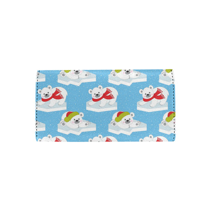 Polar Bear Pattern Print Design PB06 Women's Trifold Wallet