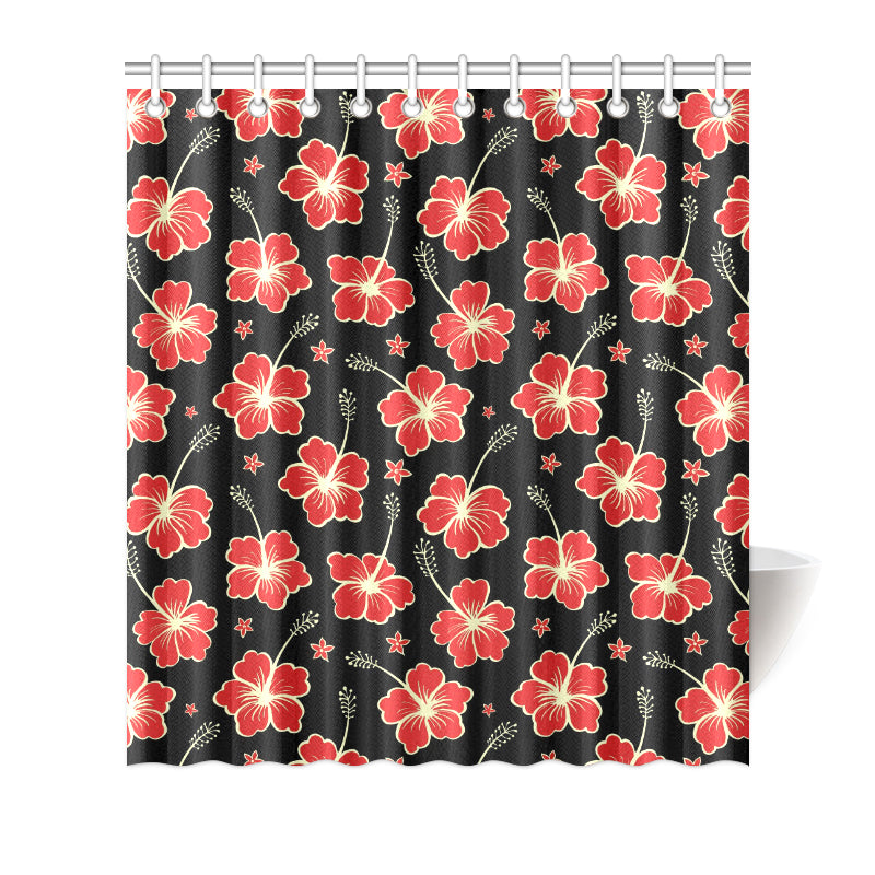Red Hibiscus Pattern Print Design HB021 Shower Curtain