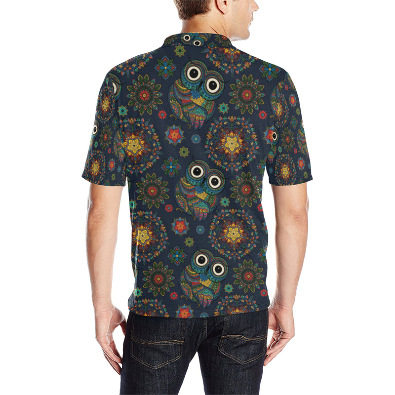 Owl Boho Style Pattern Print Design A04 Men Polo Shirt