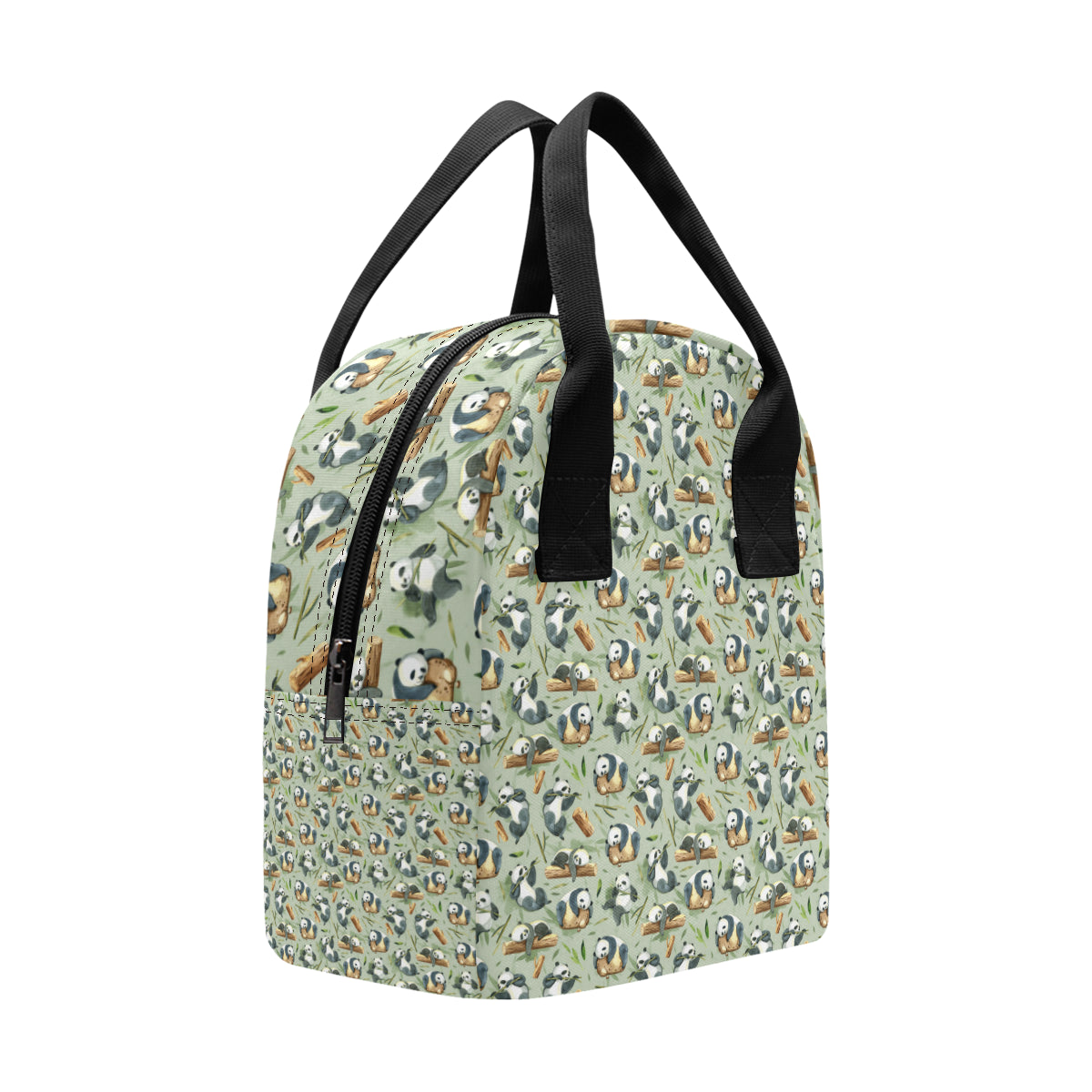 Panda Bear Design Bamboo Print Insulated Lunch Bag