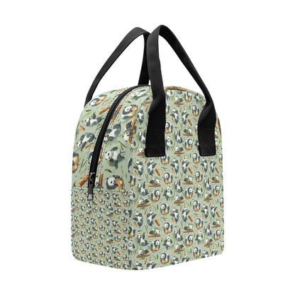 Panda Bear Design Bamboo Print Insulated Lunch Bag