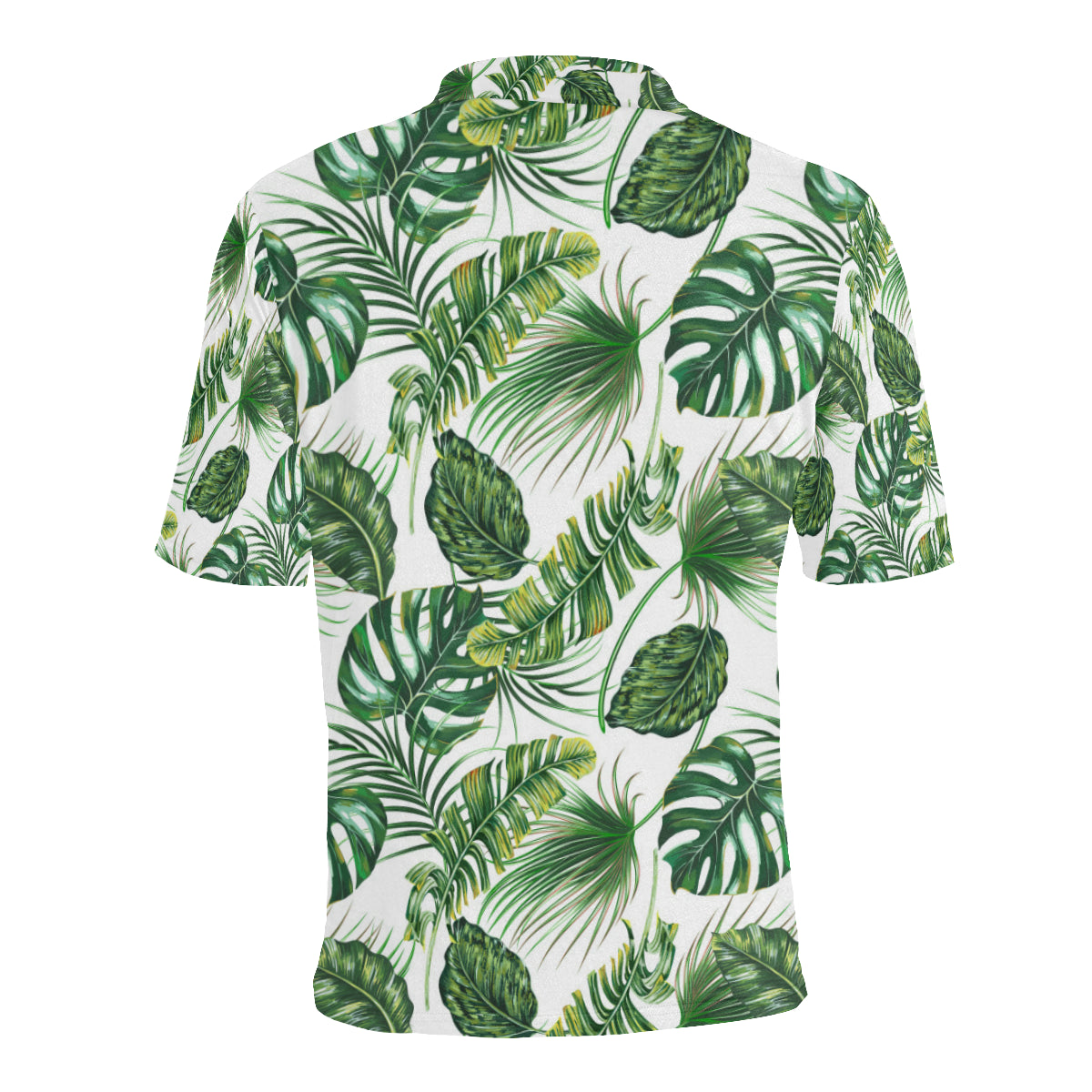 Green Pattern Tropical Palm Leaves Men Polo Shirt