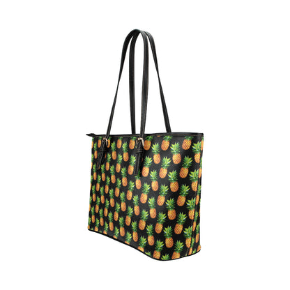 Pineapple Cute Print Design Pattern Leather Tote Bag