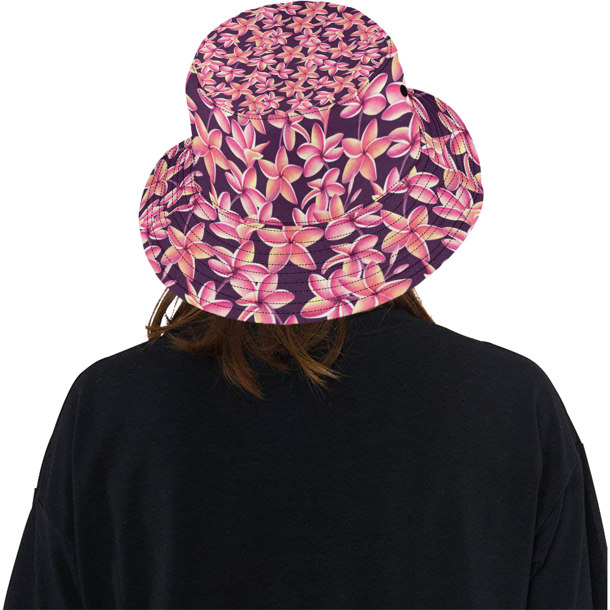 Purple Plumeria Pattern Print Design PM010 Unisex Bucket Hat