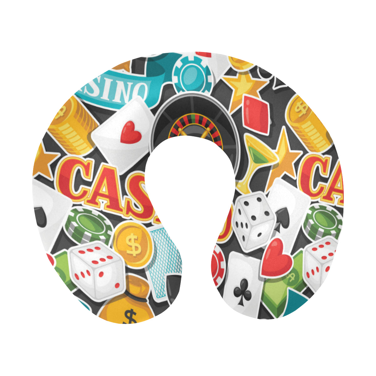Casino Pattern Print Design 03 U-Shaped Travel Neck Pillow