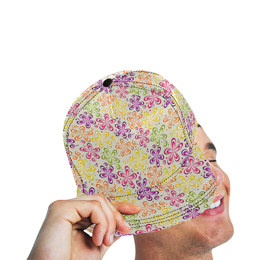 Flower Power Colorful Design Print Snapback Cap