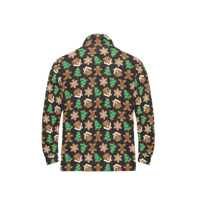 Gingerbread Pattern Print Design 02 Long Sleeve Polo Shirt For Men's