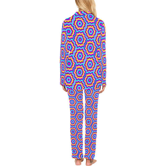 Optical illusion Techno Movement Women's Long Pajama Set