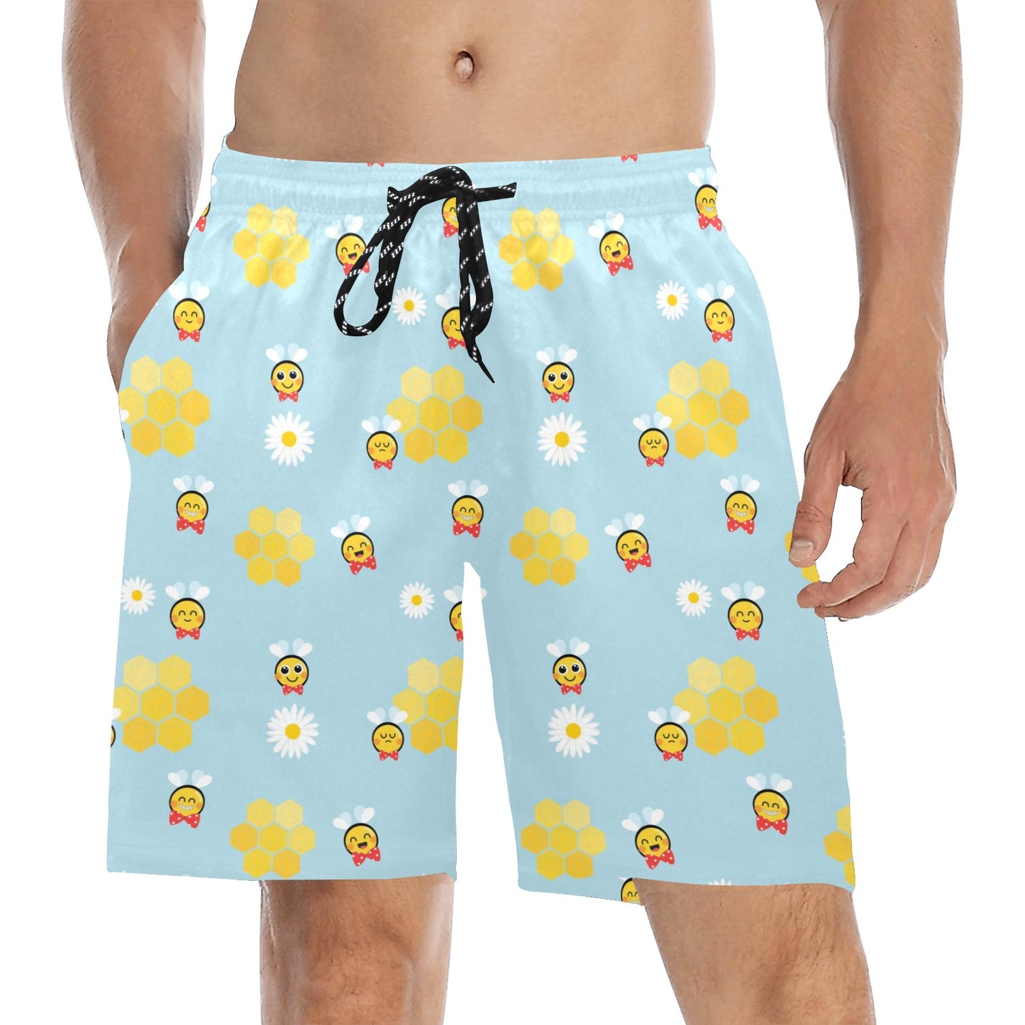 Bee Cute Print Design LKS304 Men's Swim Trunks Beach Shorts