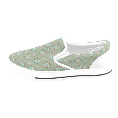 Zombie Print Design LKS301 White Slip Ons Canvas Women's Shoes