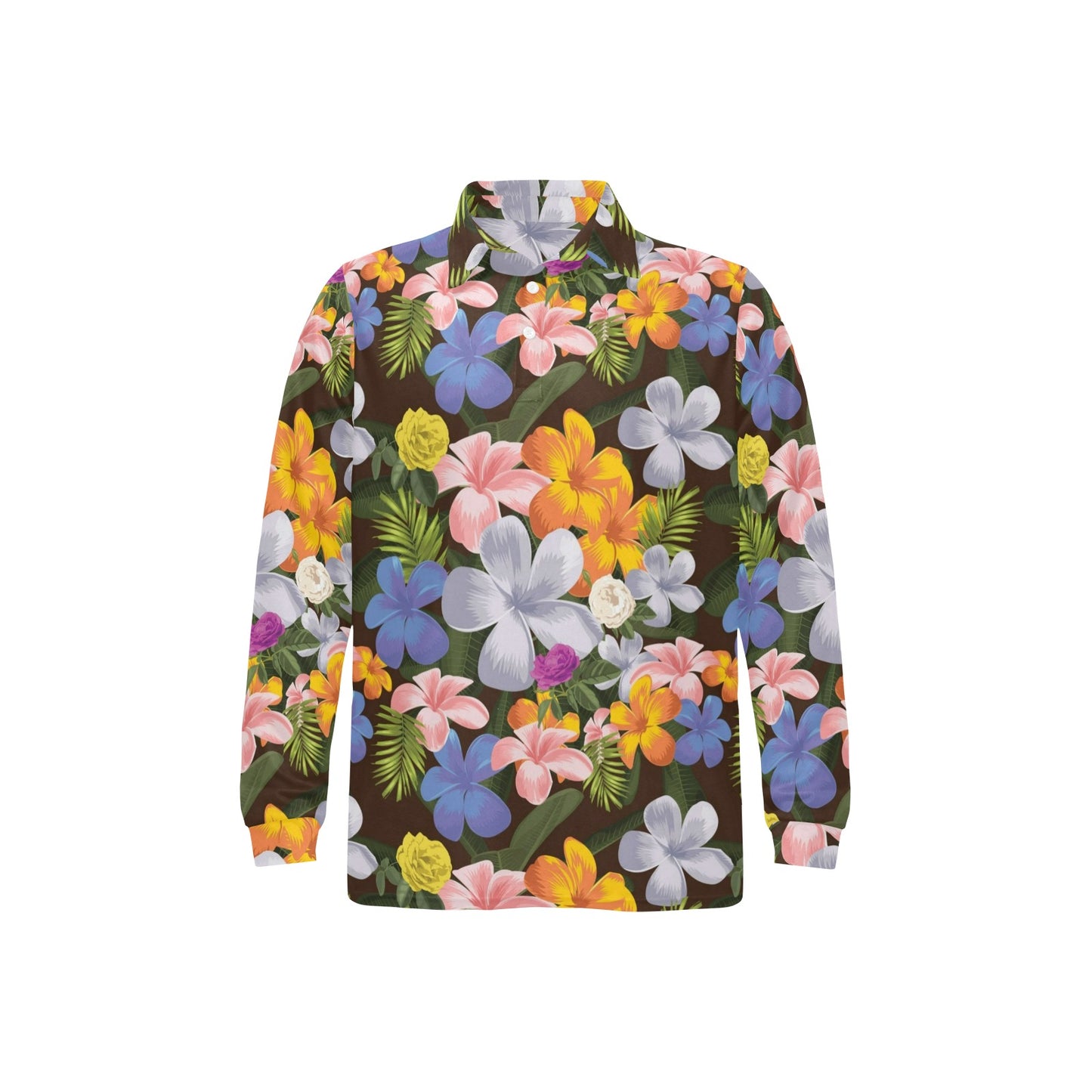 Plumeria Pattern Print Design PM03 Long Sleeve Polo Shirt For Men's