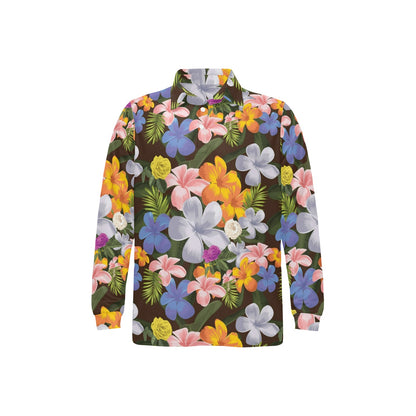 Plumeria Pattern Print Design PM03 Long Sleeve Polo Shirt For Men's