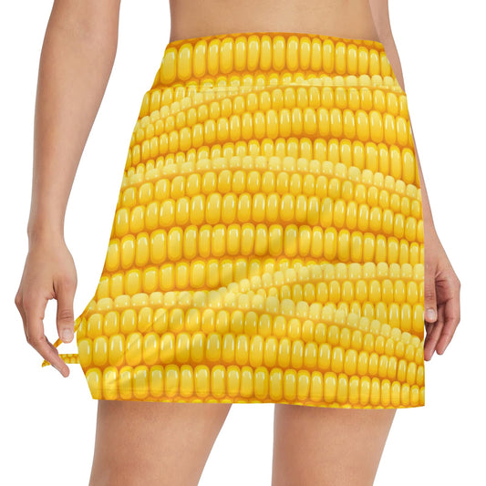 Agricultural Corn cob Pattern 17" Golf & Pickleball Skort with Pockets