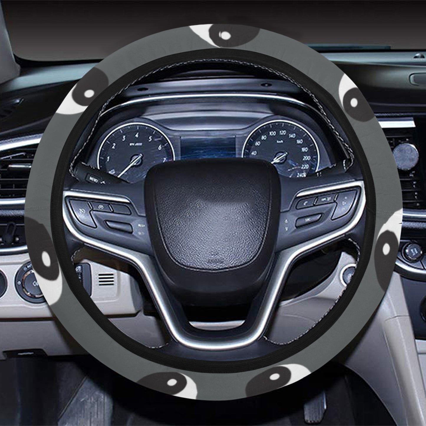 Yin Yang Print Design LKS303 Steering Wheel Cover with Elastic Edge