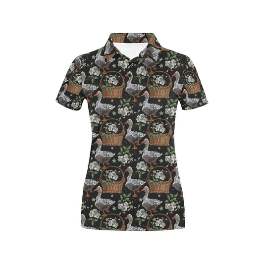 Goose Print Design LKS406 Women's Polo Shirt