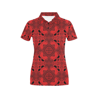 Bandana Red Print Design LKS304 Women's Polo Shirt