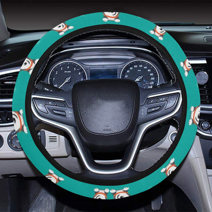 Siberian Huskies Print Design LKS304 Steering Wheel Cover with Elastic Edge