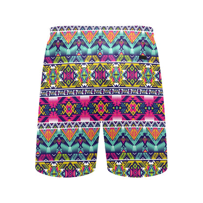 Indian Navajo Color Themed Design Print Men's Swim Trunks Beach Shorts