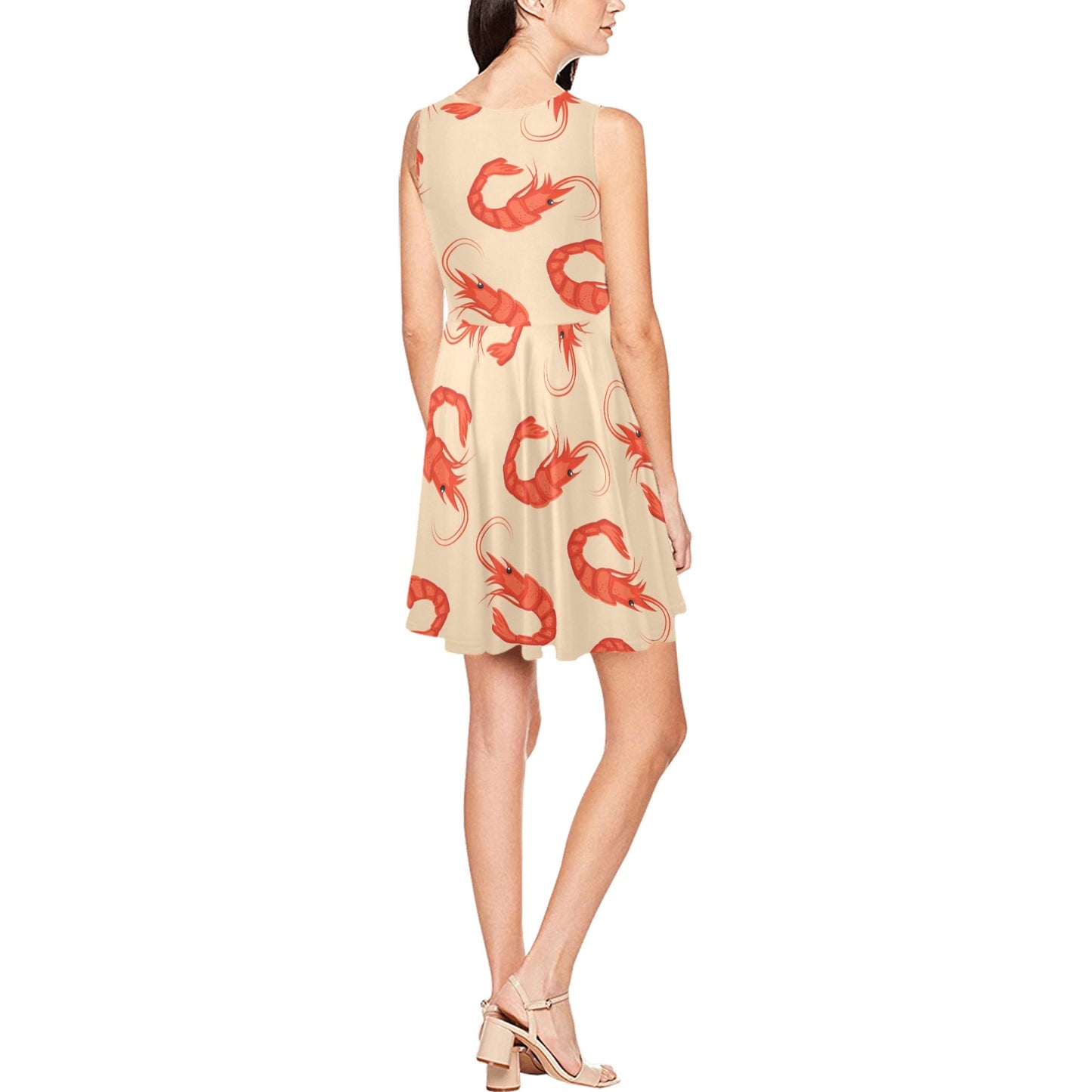 Prawn Pattern Print Design 02 Sleeveless Dress