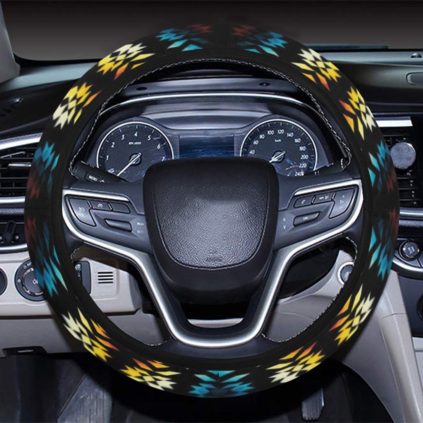 Tribal Pattern Print Design LKS309 Steering Wheel Cover with Elastic Edge