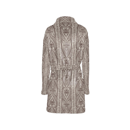 Maori Pattern Print Design 04 Women's Fleece Robe