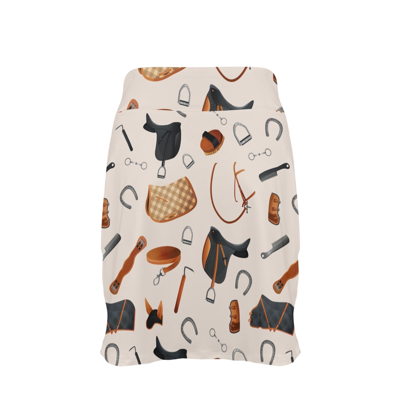 Equestrian Equipment Print Pattern 17" Golf & Pickleball Skort with Pockets