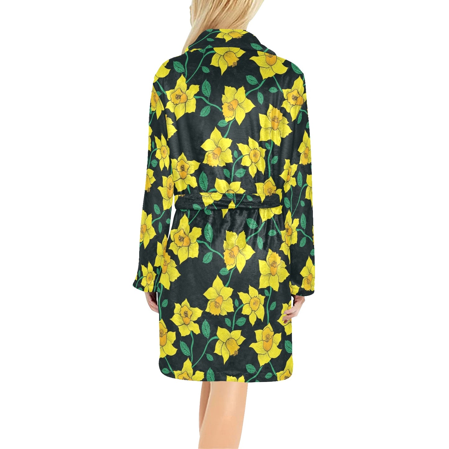 Daffodils Pattern Print Design DF03 Women's Fleece Robe