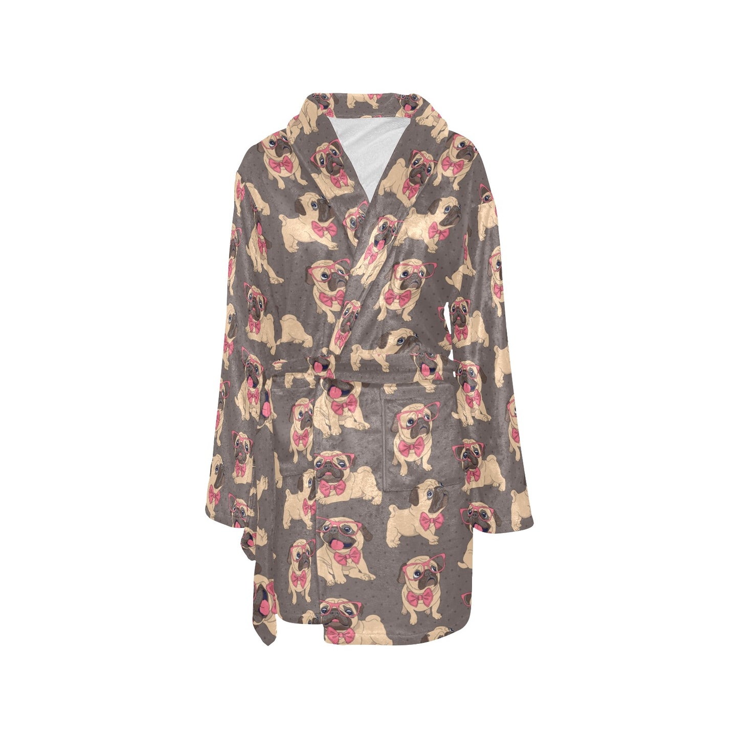 Pug Pattern Print Design A05 Women's Fleece Robe