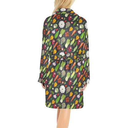 Vegan Pattern Themed Design Print Women's Fleece Robe