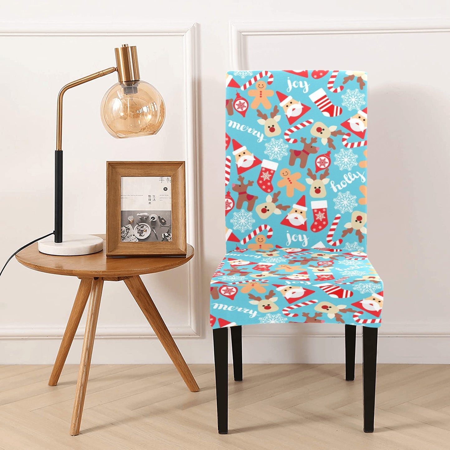 Santa Christmas Themed Print Design LKS306 Dining Chair Slipcover