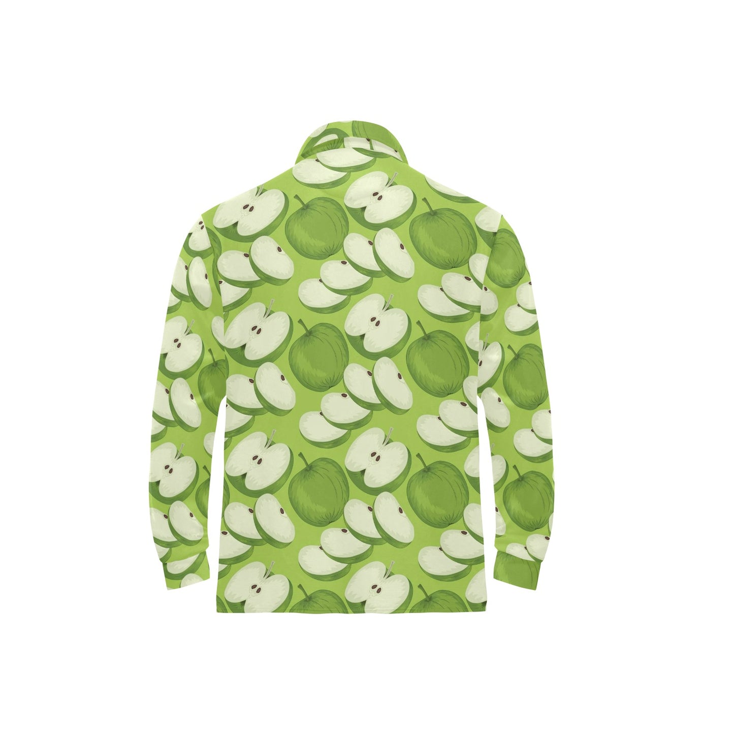 Apple Pattern Print Design AP010 Long Sleeve Polo Shirt For Men's