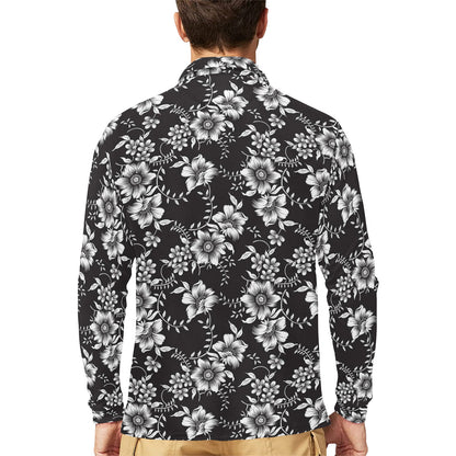 Gerberas Pattern Print Design GB02 Long Sleeve Polo Shirt For Men's