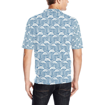 Wave Print Design LKS306 Men Polo Shirt