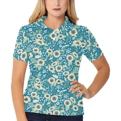 Anemone Pattern Print Design 01 Women's Polo Shirt