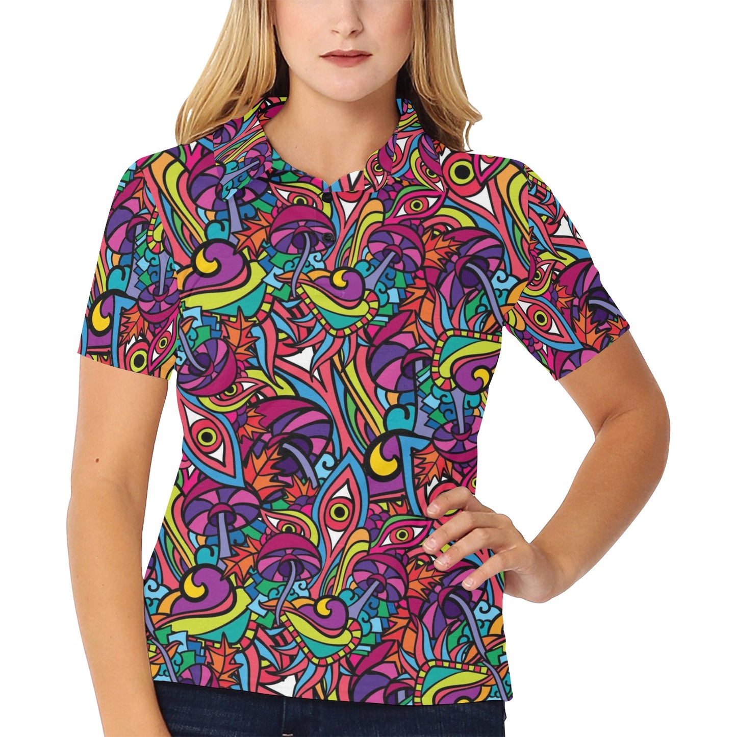 Trippy Print Design LKS302 Women's Polo Shirt
