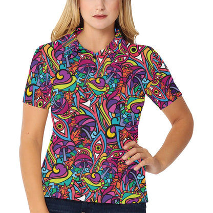 Trippy Print Design LKS302 Women's Polo Shirt